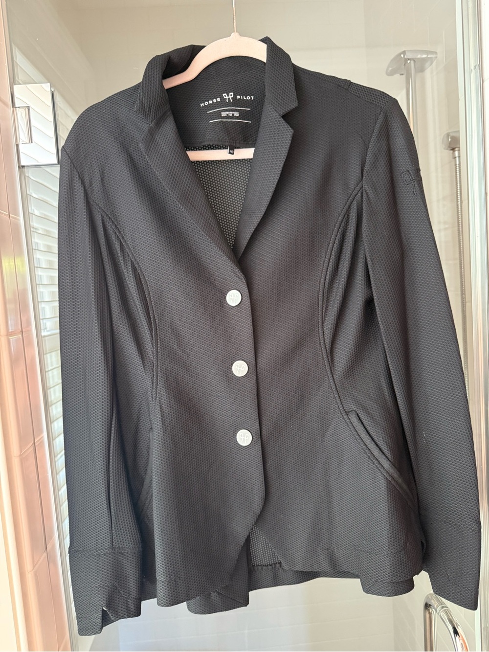 Pre Worm Women’s Horse Pilot Aeromesh Riding Show Jacket. Size 40 US 8. Black